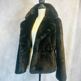DONNA KAREN BLACK FAUX FUR JACKET
