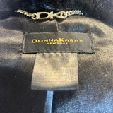 DONNA KAREN BLACK FAUX FUR JACKET