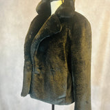 DONNA KAREN BLACK FAUX FUR JACKET