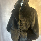 DONNA KAREN BLACK FAUX FUR JACKET