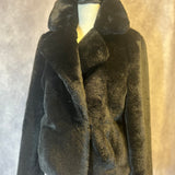 DONNA KAREN BLACK FAUX FUR JACKET