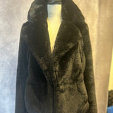 DONNA KAREN BLACK FAUX FUR JACKET