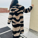 Rebecca Taylor Zebra Print Shearling Coat